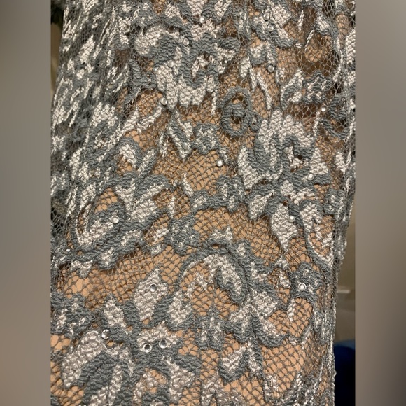 JOVANI Silver Trumpet Sleeve Dress **NWT** - Picture 7 of 9